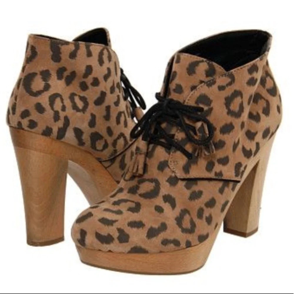 Rebecca Taylor Leone Leopard Print Heeled Booties‎